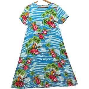 Phases Vintage Tropical Hawaiian Parrot Floral  Maxi Dress Women Medium